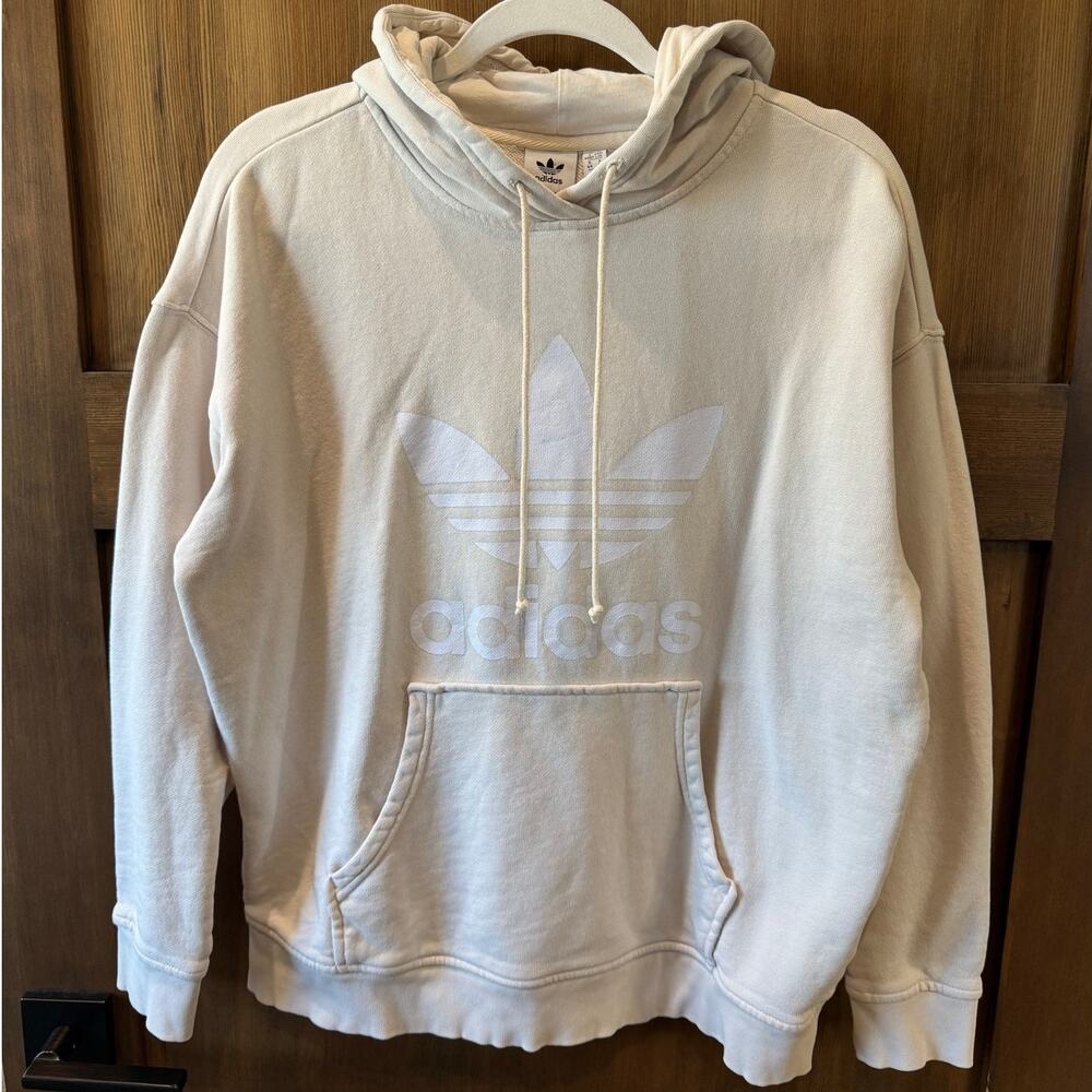 Adidas Trefoil Hoodie White on Cream Size‎ Large Streetwear Sweatshirt